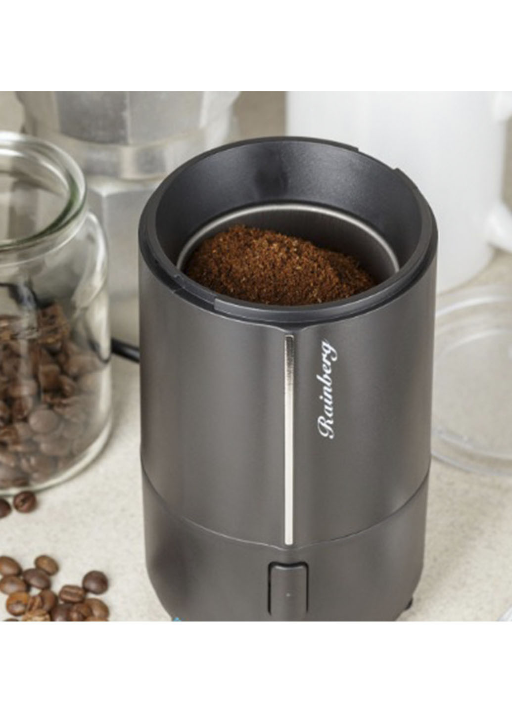 Роторная кофемолка-измельчитель электрическая Rainberg на 50 грамм 300 Ватт черная Good Idea (251769404)