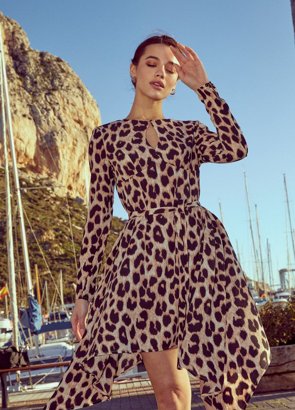 Коричневое кэжуал леопардовое платье Gepur с животным (анималистичным) принтом