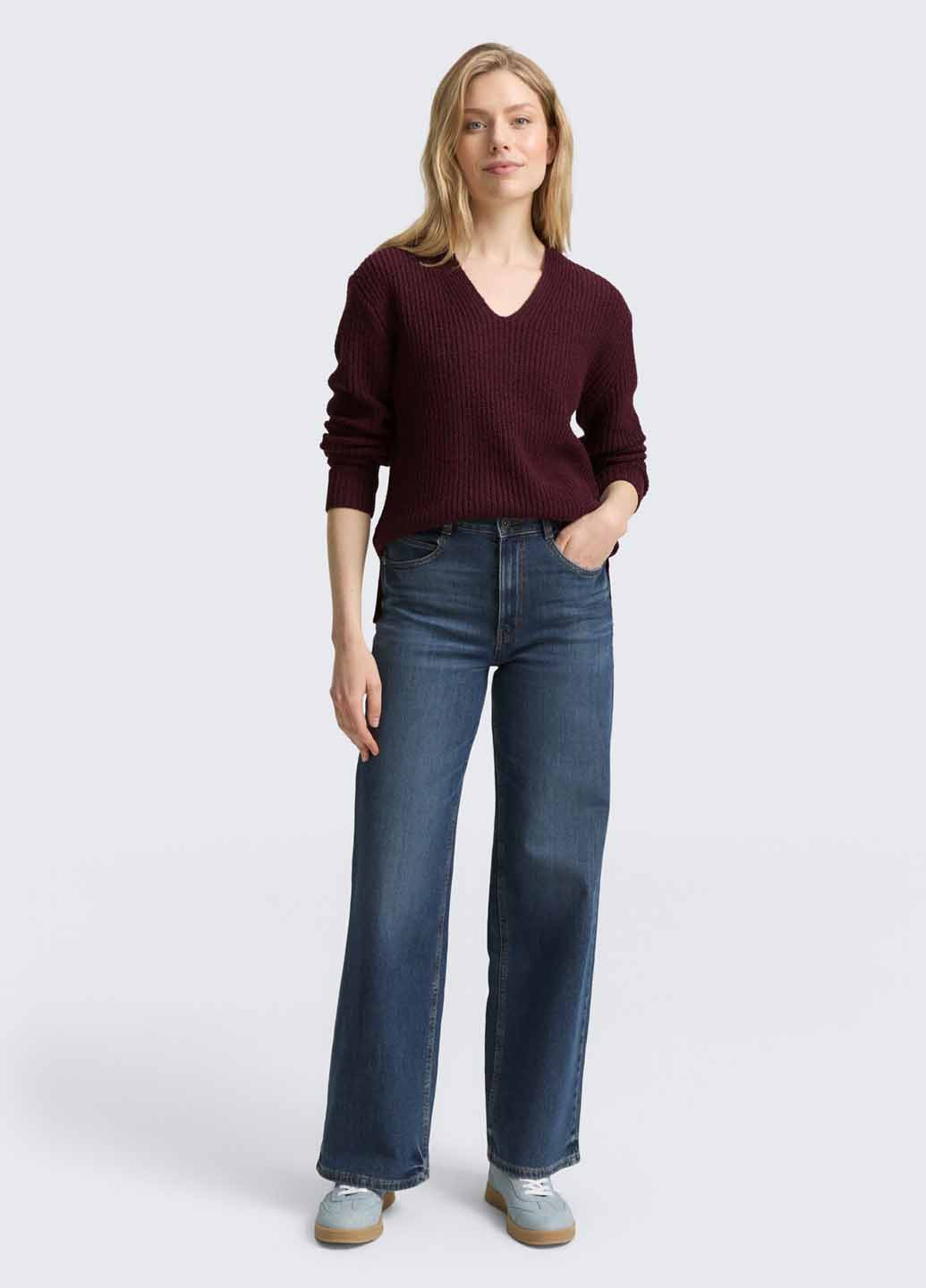 Темно-бордовий демісезонний пуловер пуловер Tom Tailor