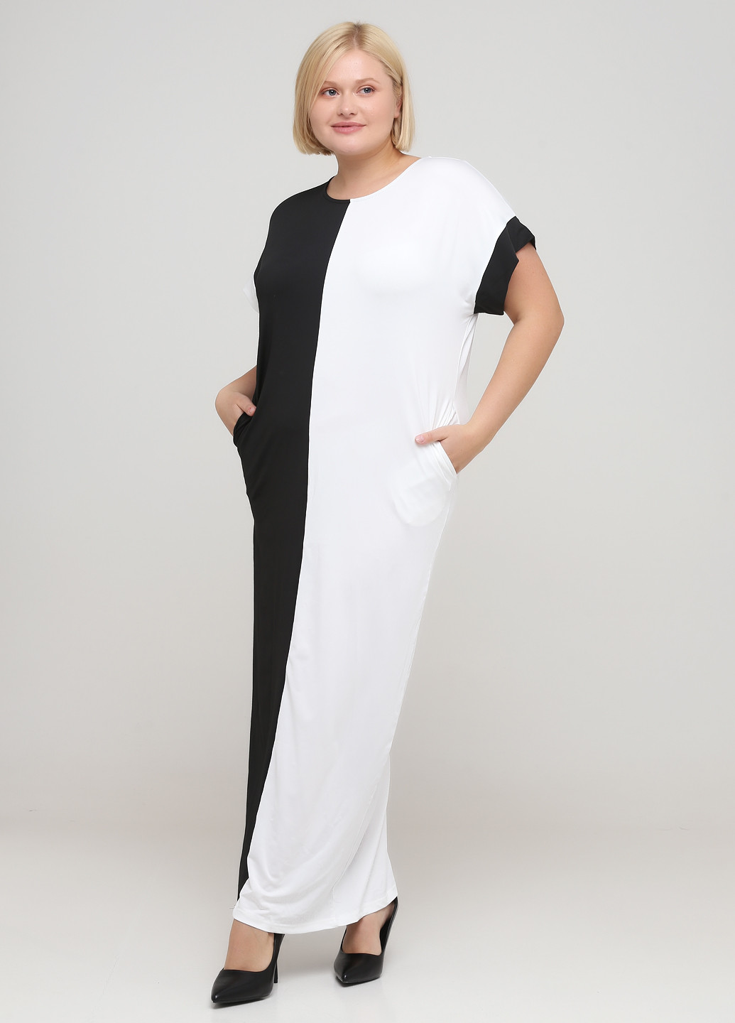 Чорно-білий кежуал сукня оверсайз Biaoruina однотонна