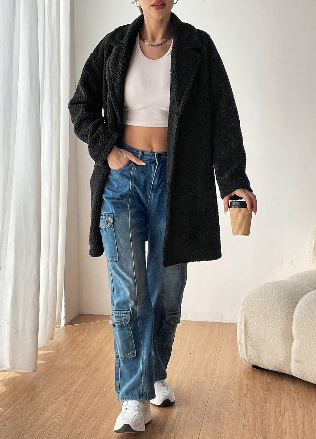 Черный демисезонный кардиган SHEIN