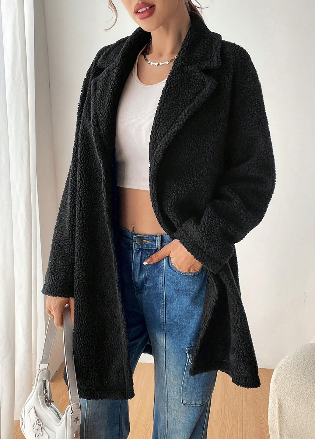 Черный демисезонный кардиган SHEIN