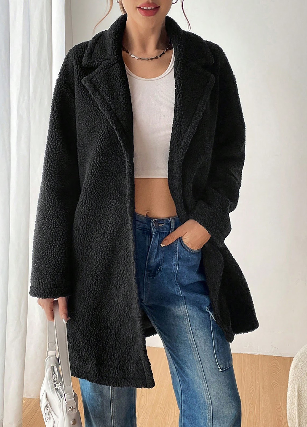 Черный демисезонный кардиган SHEIN