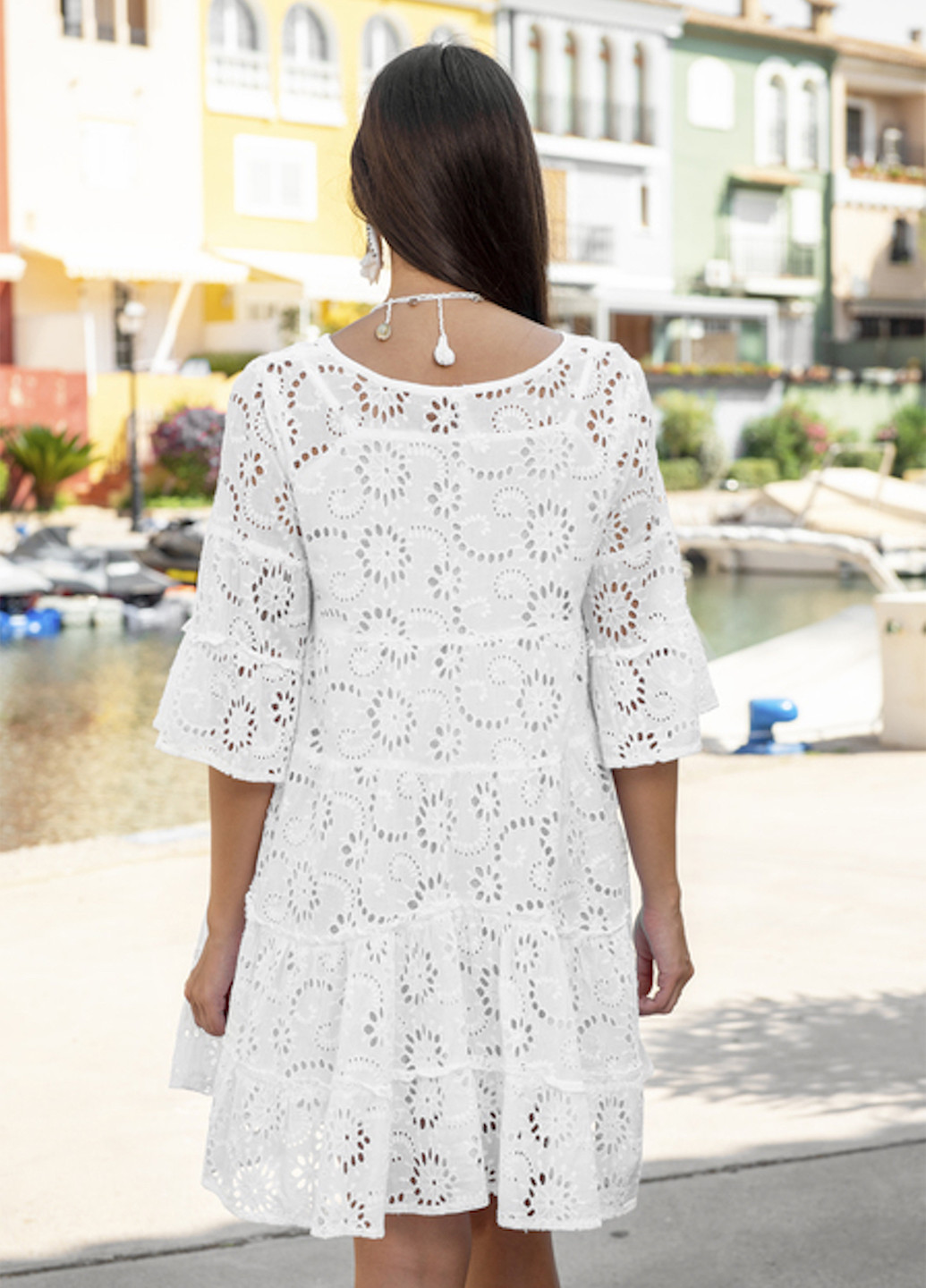 Белое пляжное платье а-силуэт Fresh cotton однотонное