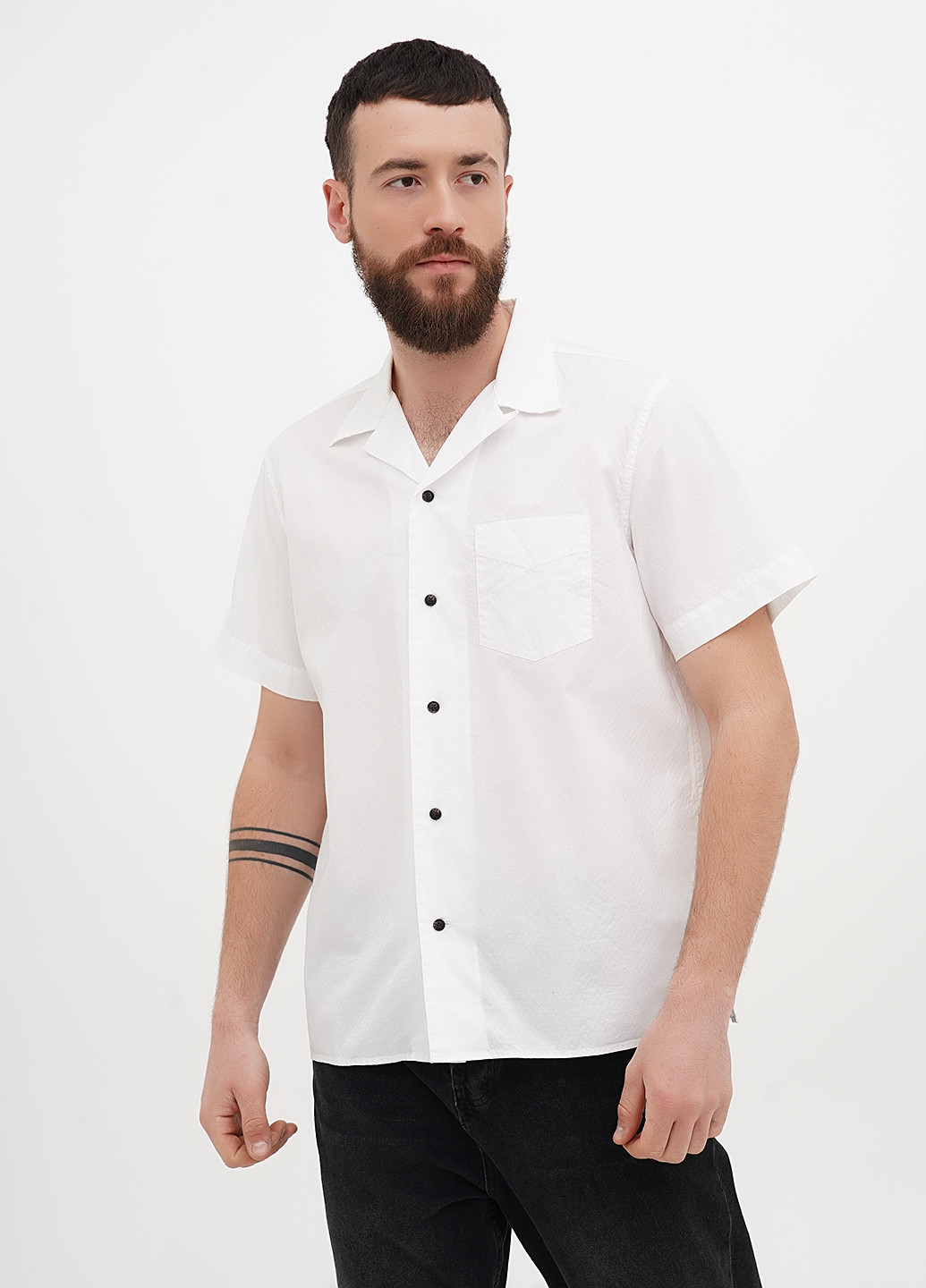 Белая кэжуал рубашка однотонная Banana Republic