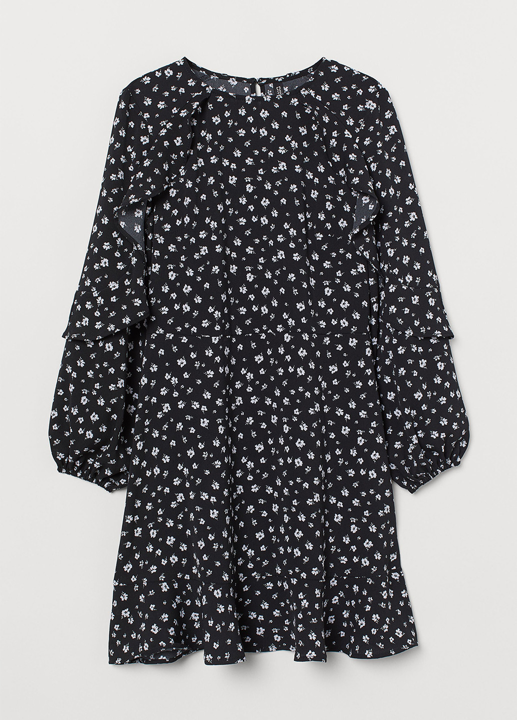 Черное кэжуал платье H&M с цветочным принтом