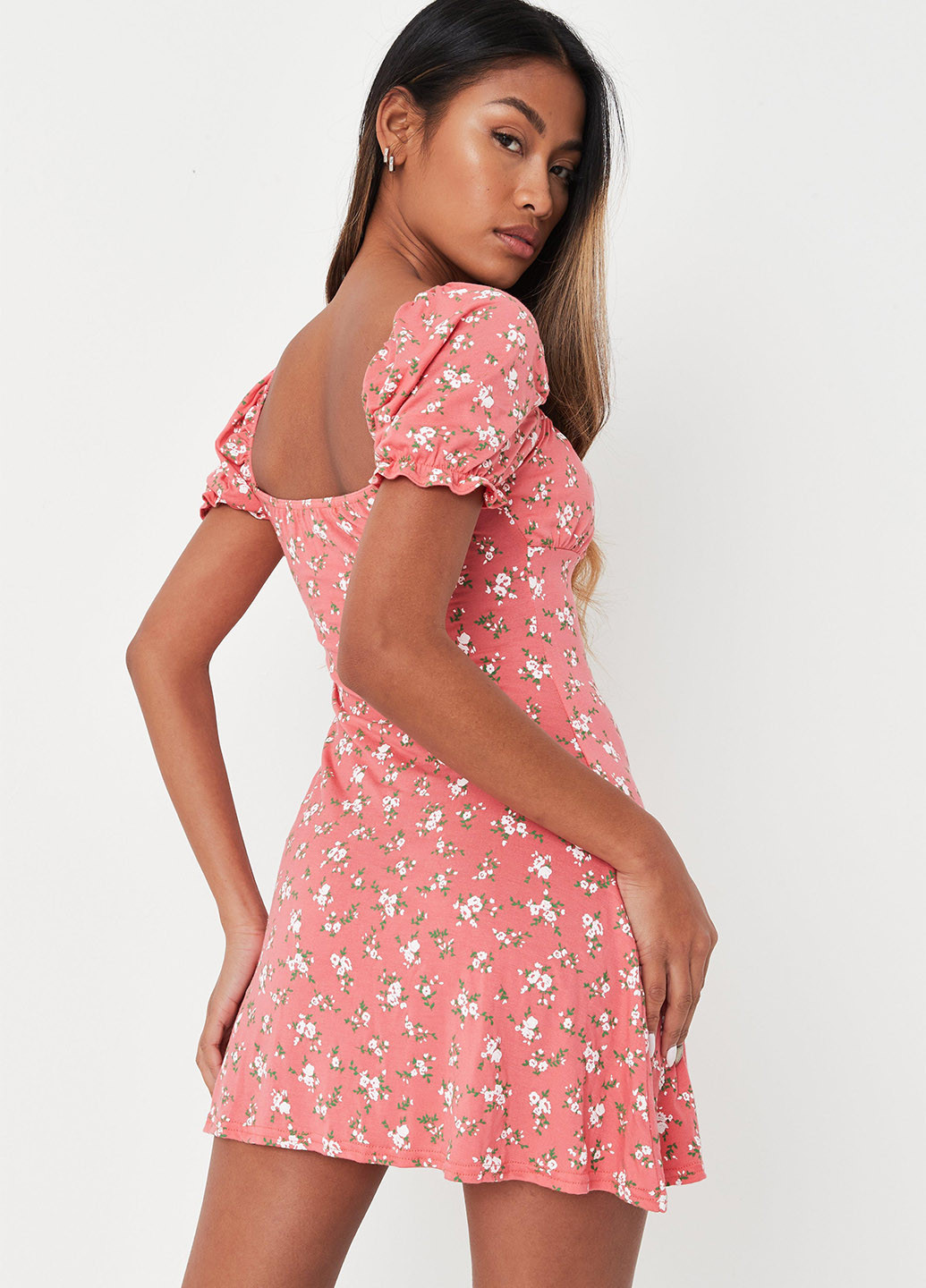 Розовое кэжуал платье а-силуэт Missguided с цветочным принтом