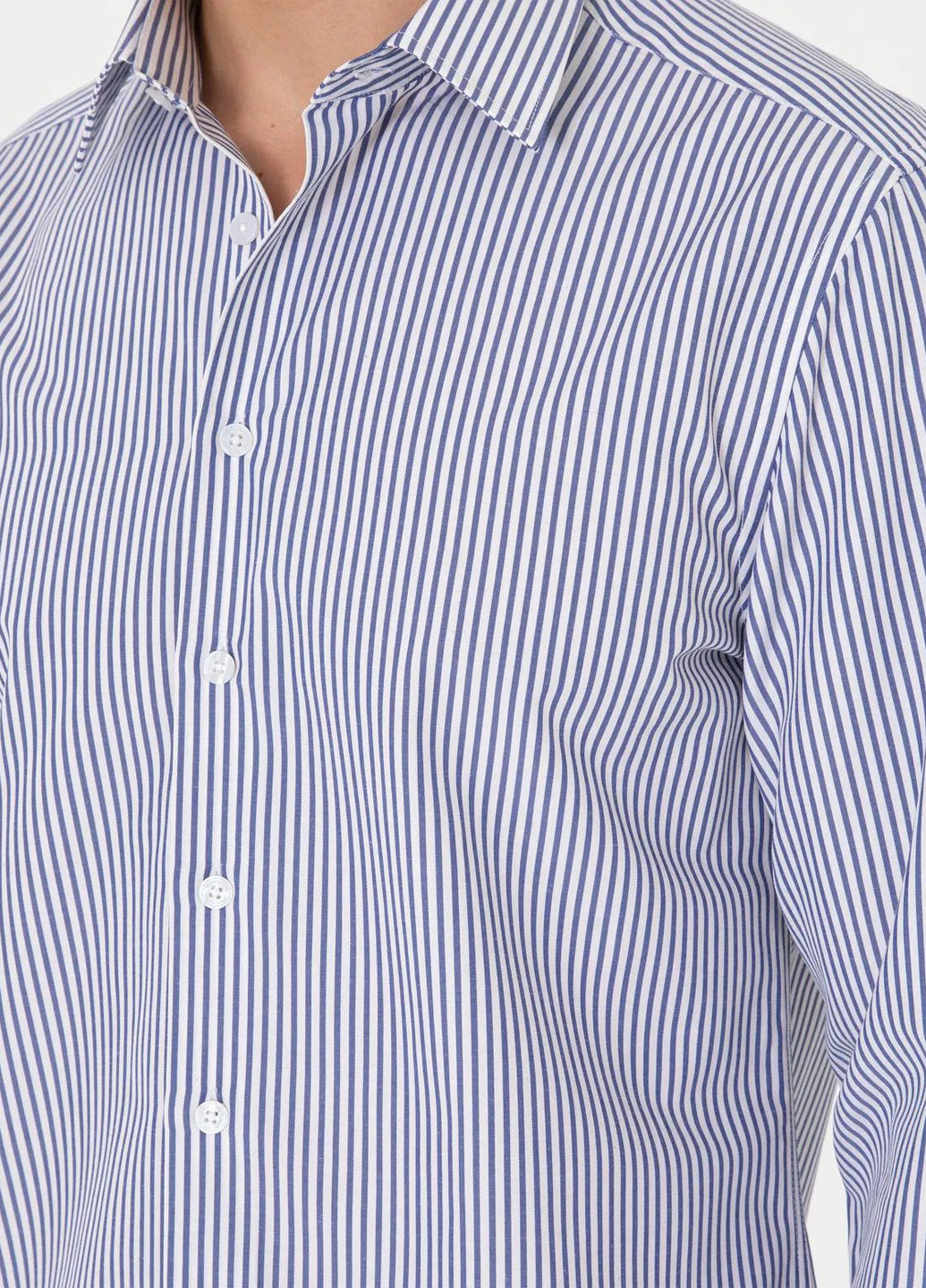 Синяя кэжуал рубашка в полоску Pierre Cardin