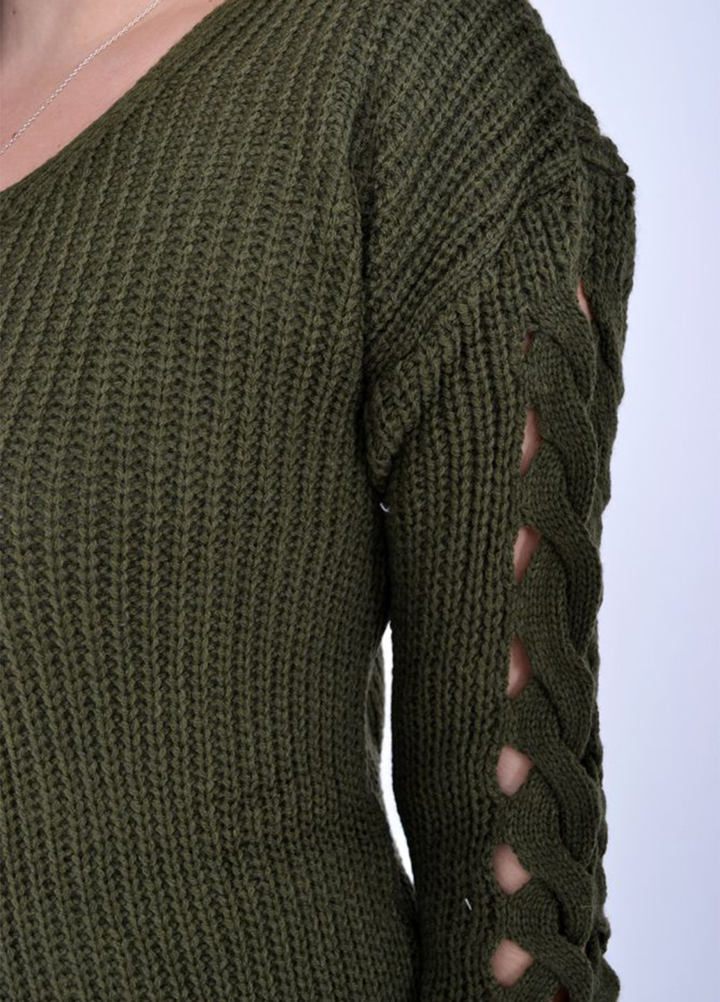 Оливковий (хакі) демісезонний пуловер пуловер Ager