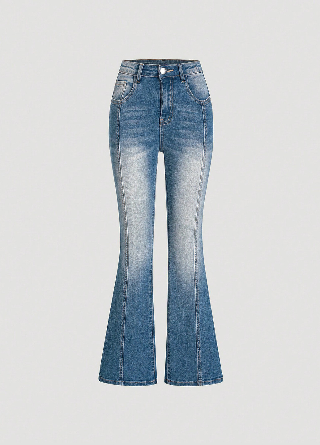 Темно-синие демисезонные клеш джинсы SHEIN