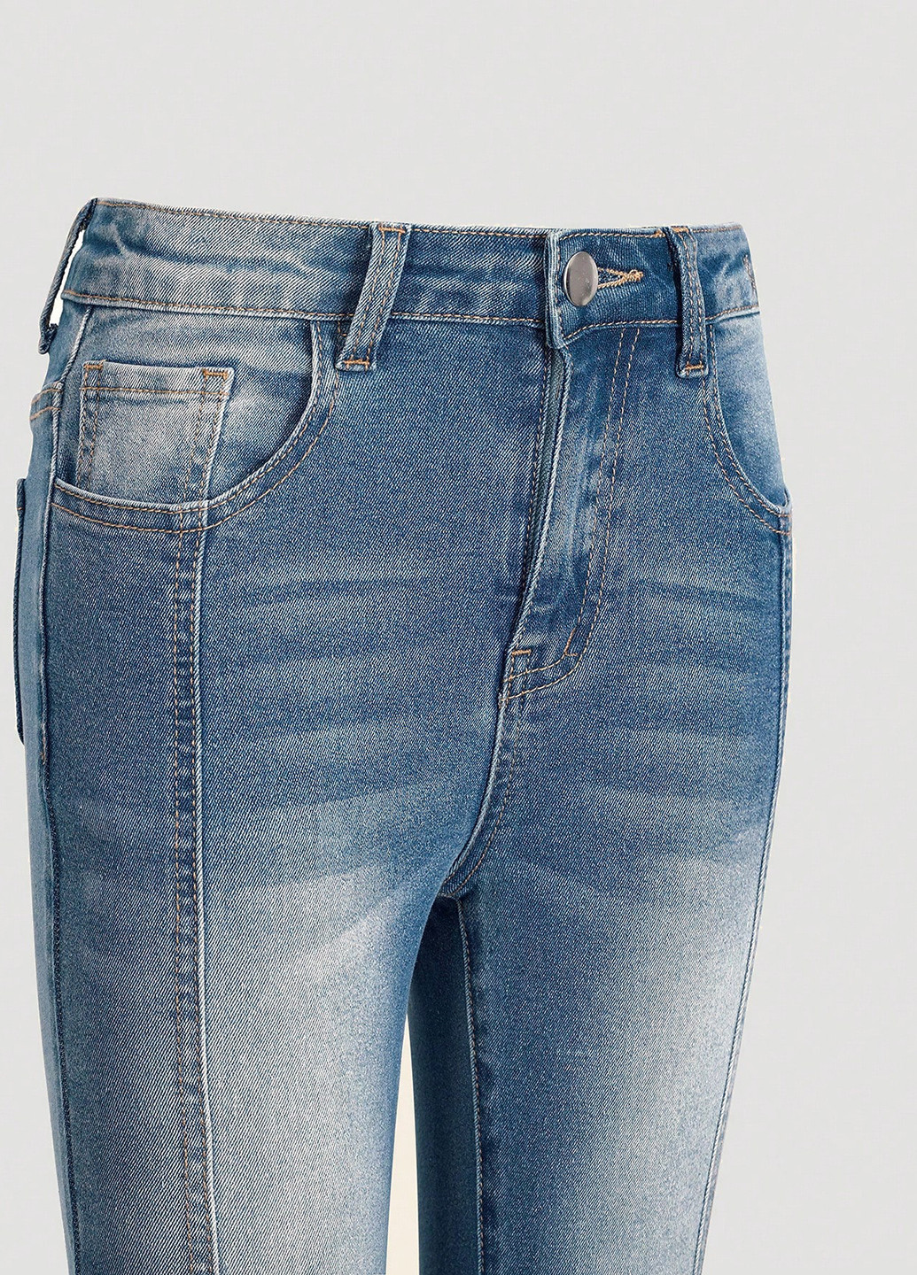 Темно-синие демисезонные клеш джинсы SHEIN