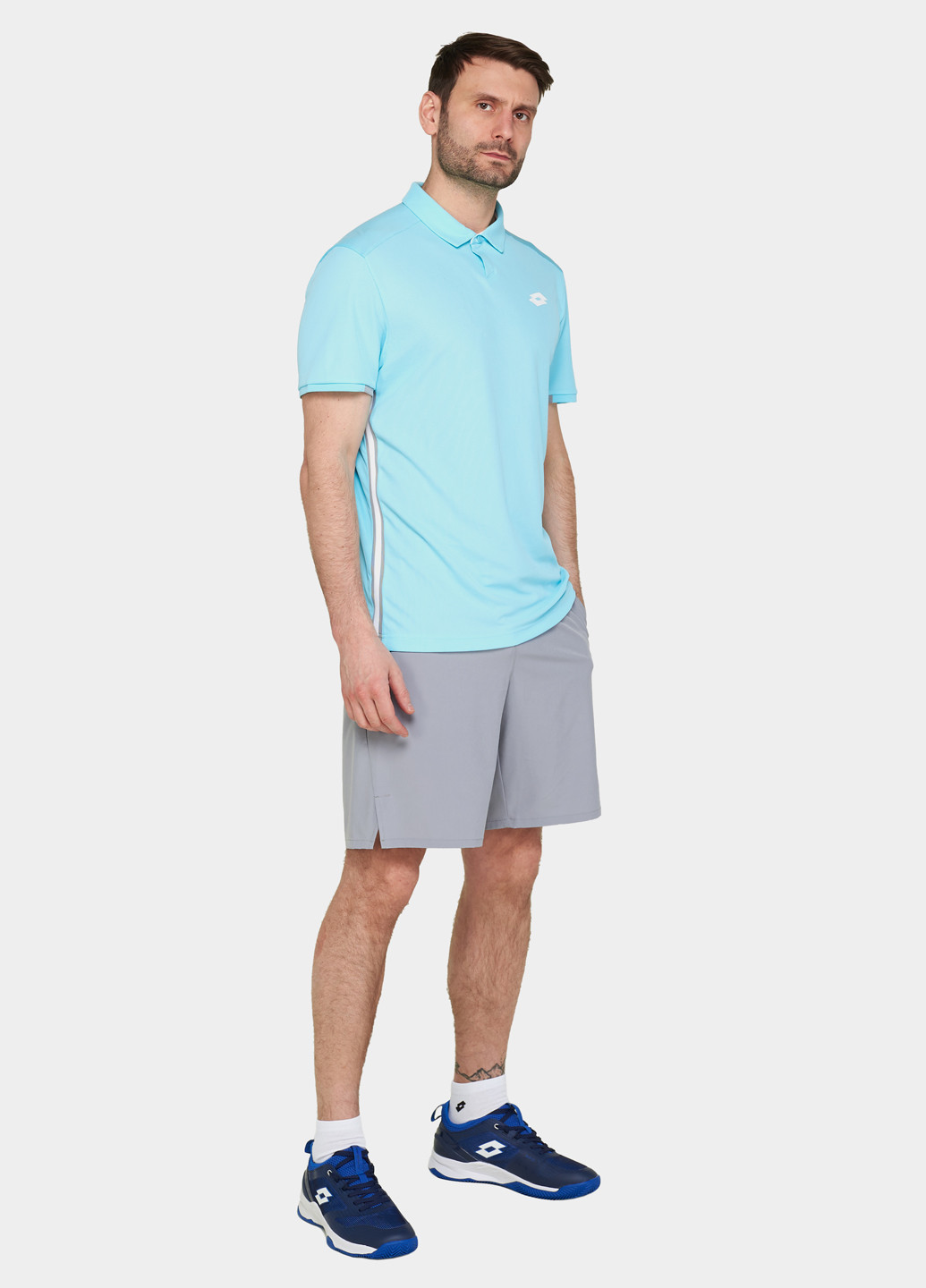 Голубой футболка-поло для мужчин Lotto с логотипом