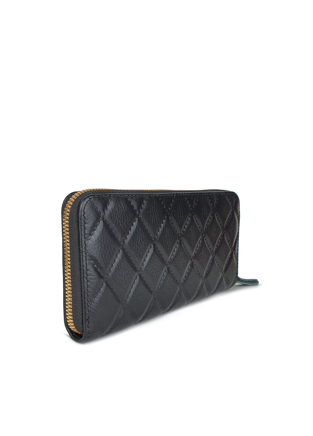 Женский кошелек-портмоне черный кожаный в клетку на молнии 19*10*2 Fashion (252033300)