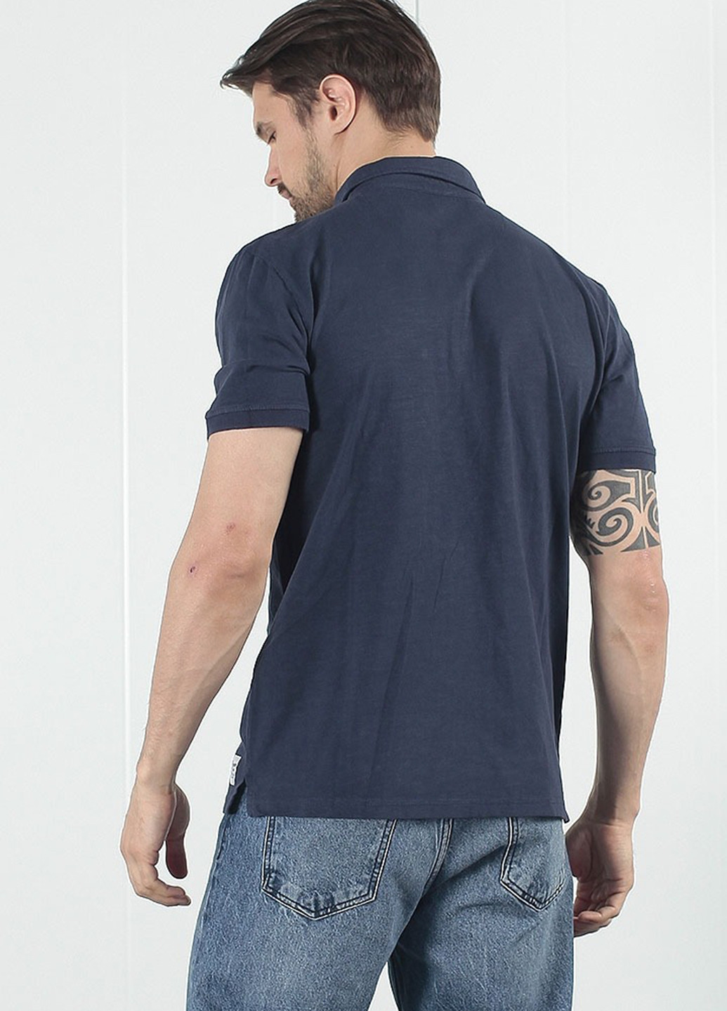 Темно-синяя футболка-поло для мужчин Tom Tailor однотонная