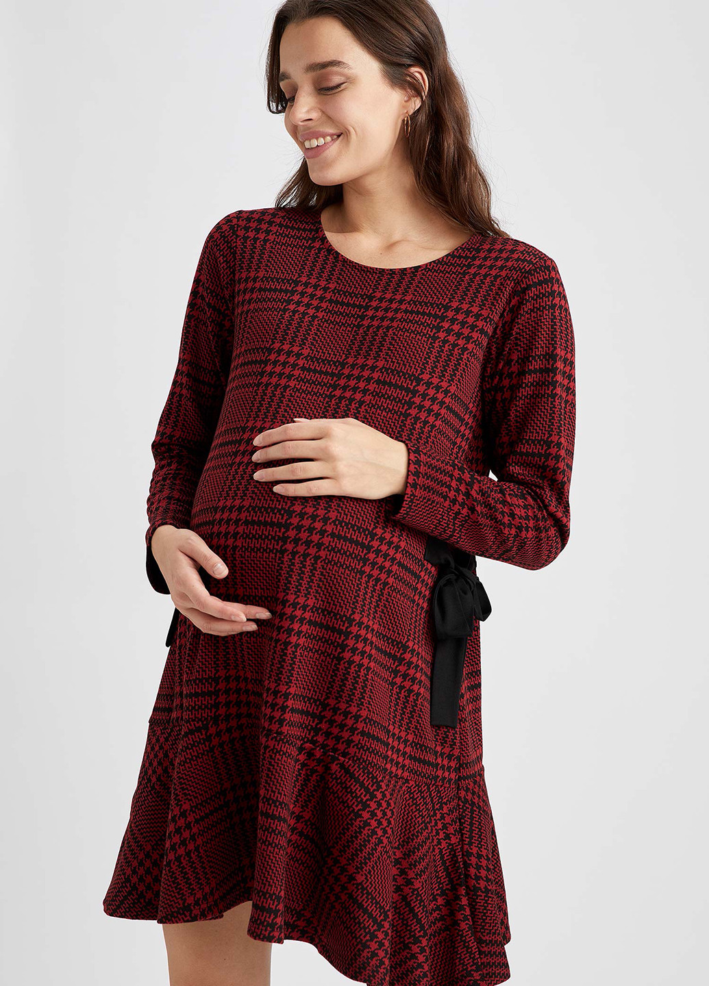 Темно-червона кежуал плаття для вагітних а-силует DeFacto