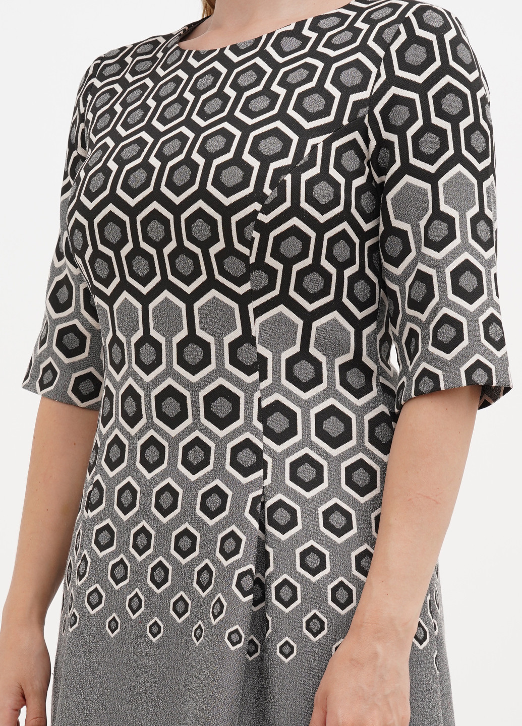 Серое кэжуал платье Sassofono с геометрическим узором