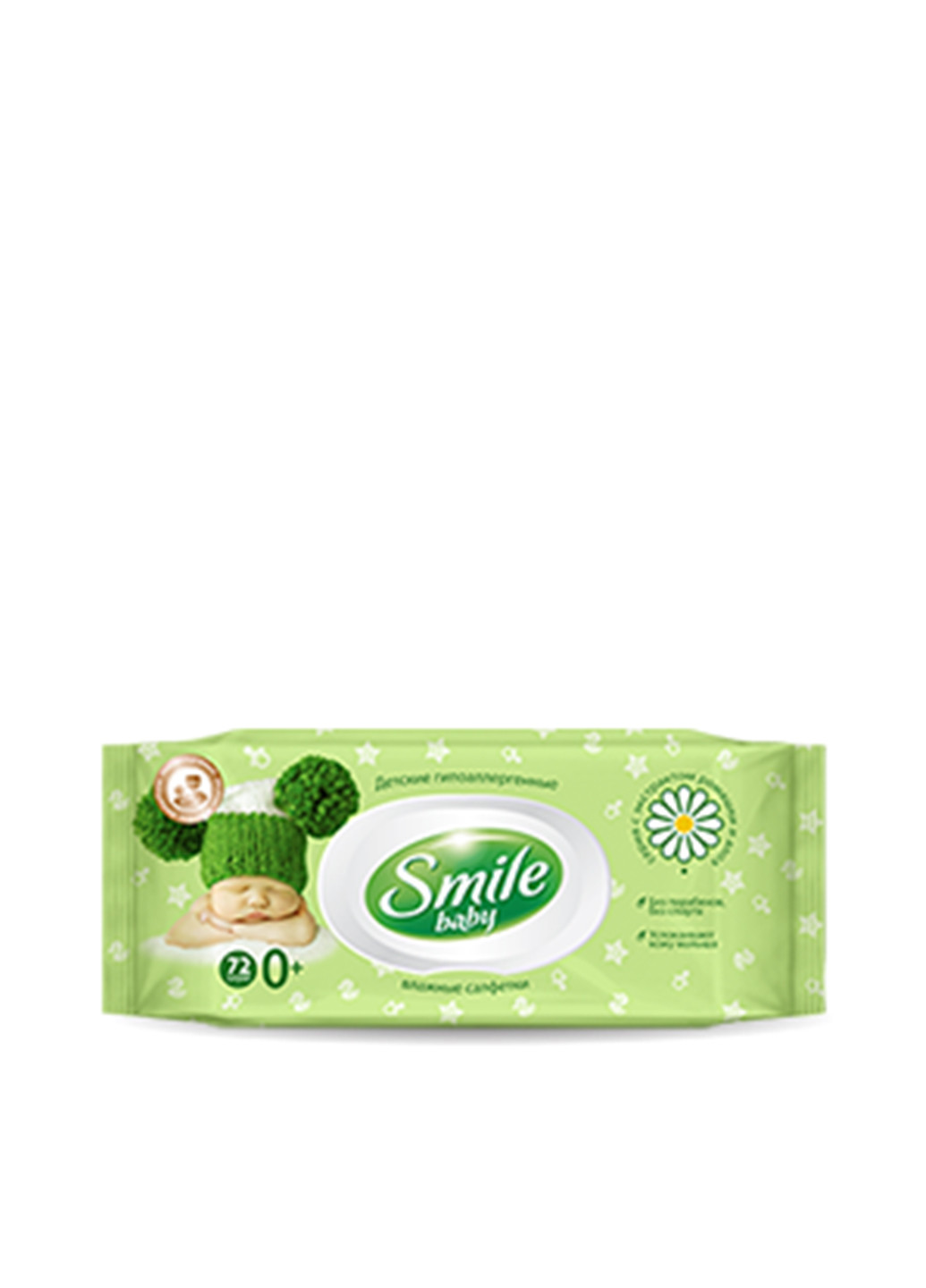 Влажные салфетки Baby, с экстрактом ромашки и алоэ (72 шт.) Smile (132308457)