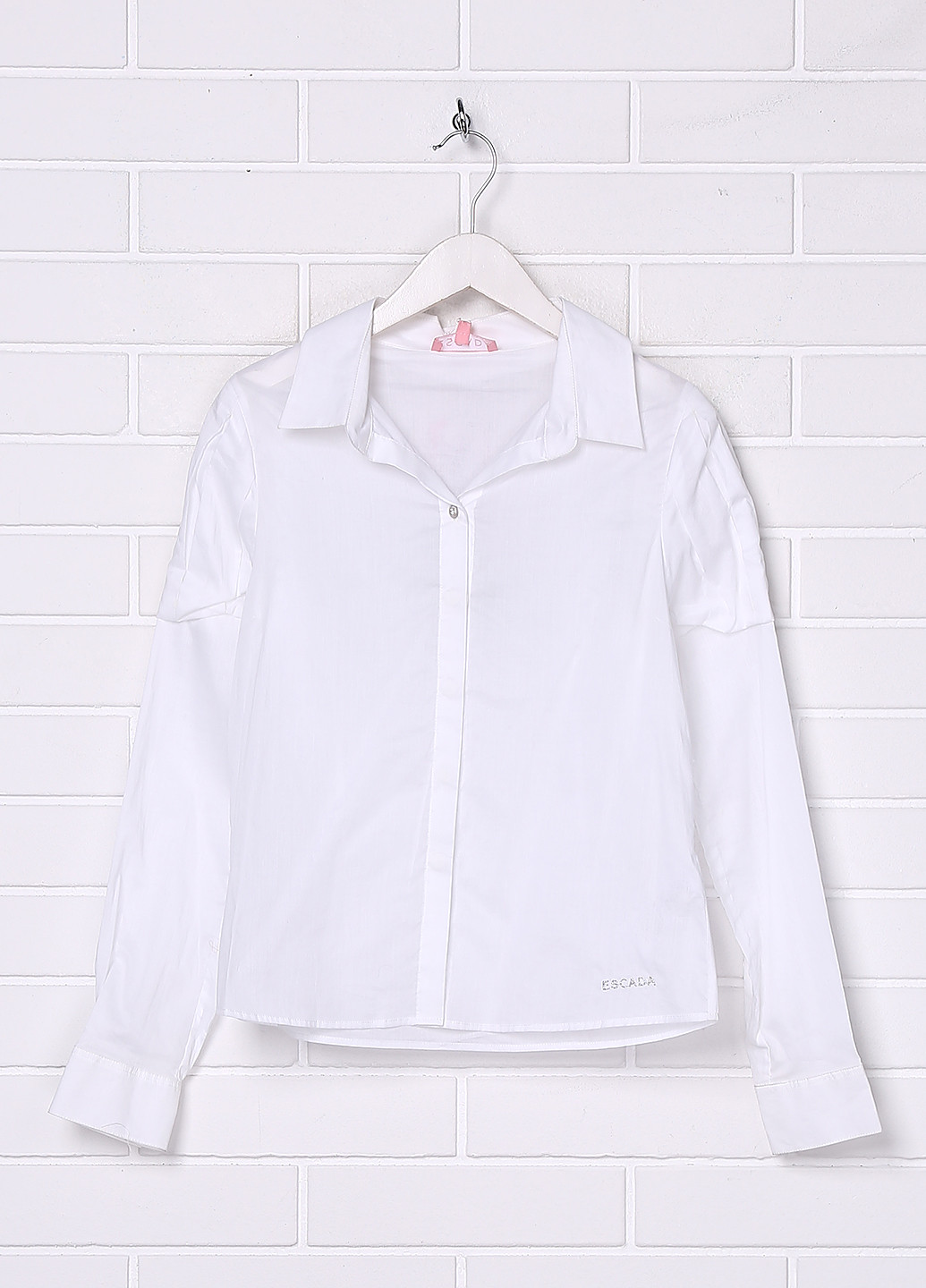Белая однотонная блузка с длинным рукавом Escada демисезонная