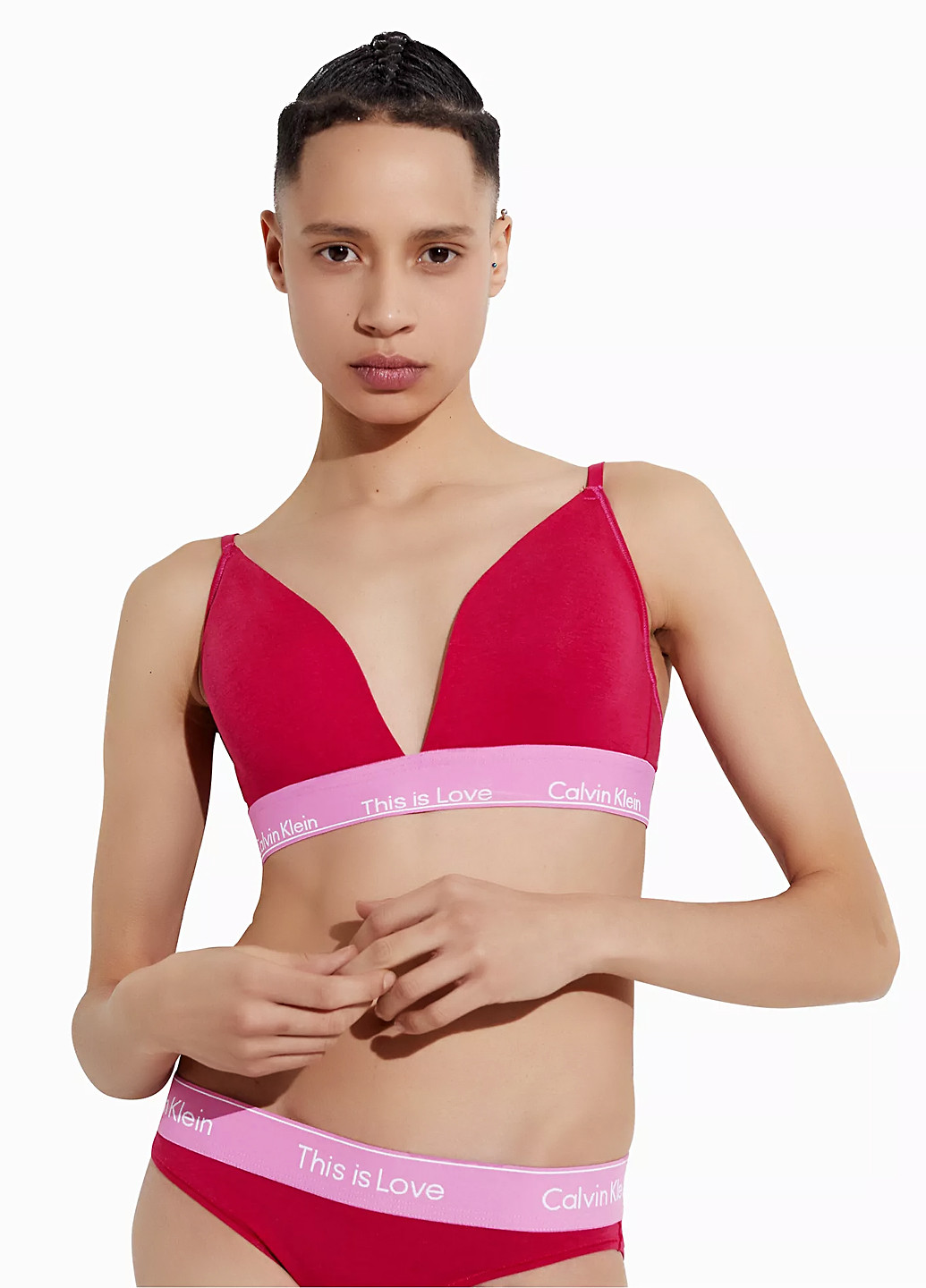 Рожевий тріенджел бюстгальтер Calvin Klein без кісточок бавовна