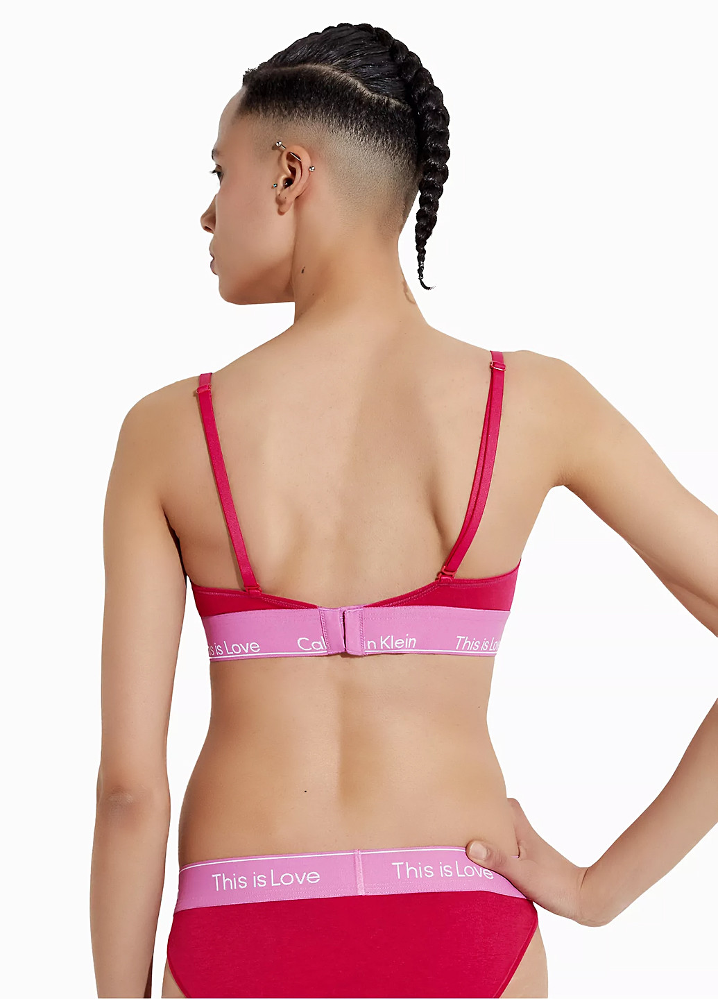 Розовый триэнджел бюстгальтер Calvin Klein без косточек хлопок