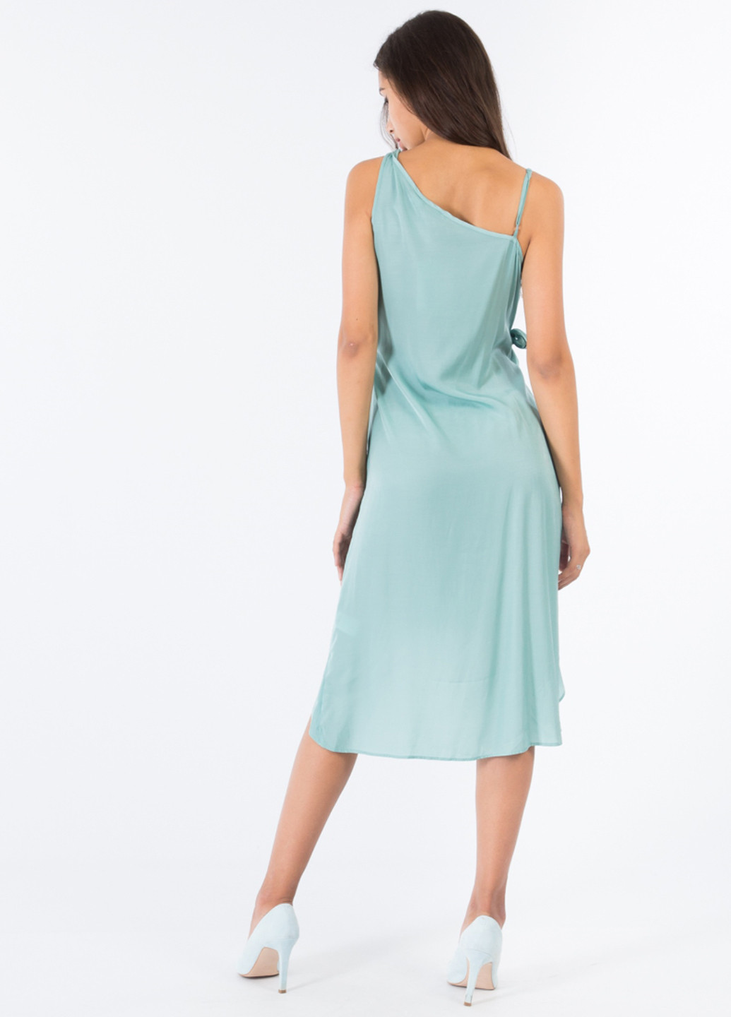 Світло-бірюзова кежуал плаття, сукня на запах NA-KD однотонна