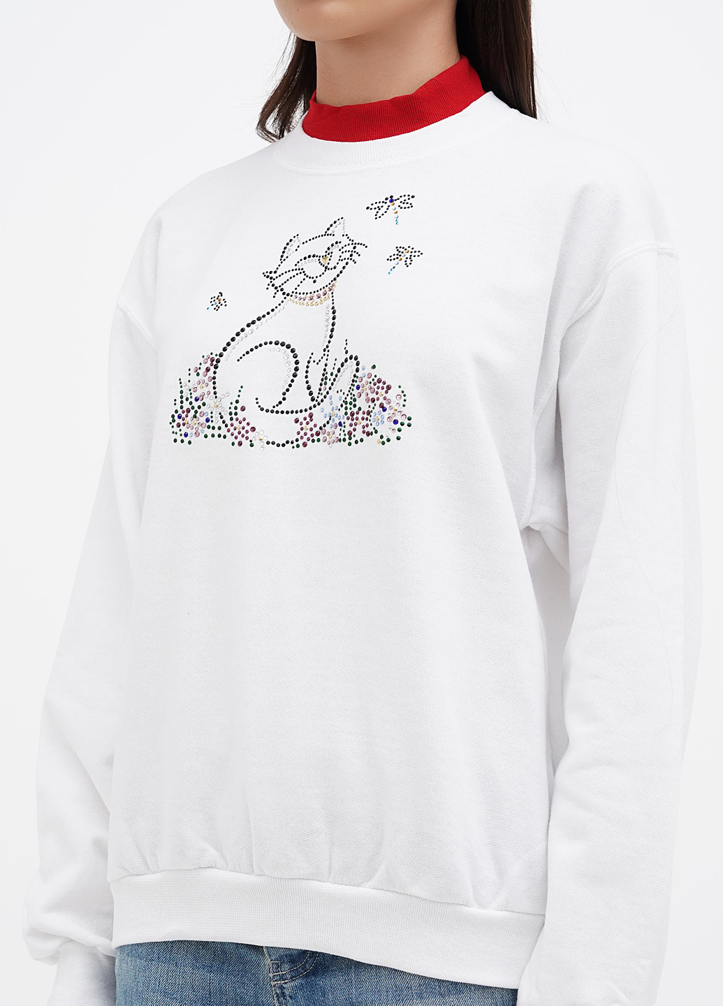 Білий світшот Jerzees однотонний стрази (305788375)