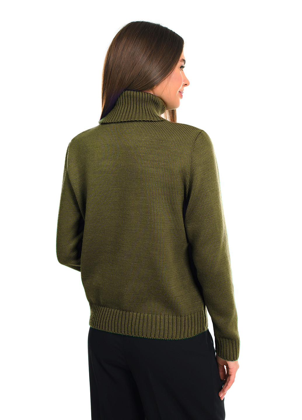 Оливковий (хакі) зимовий класичний жіночий светр SVTR
