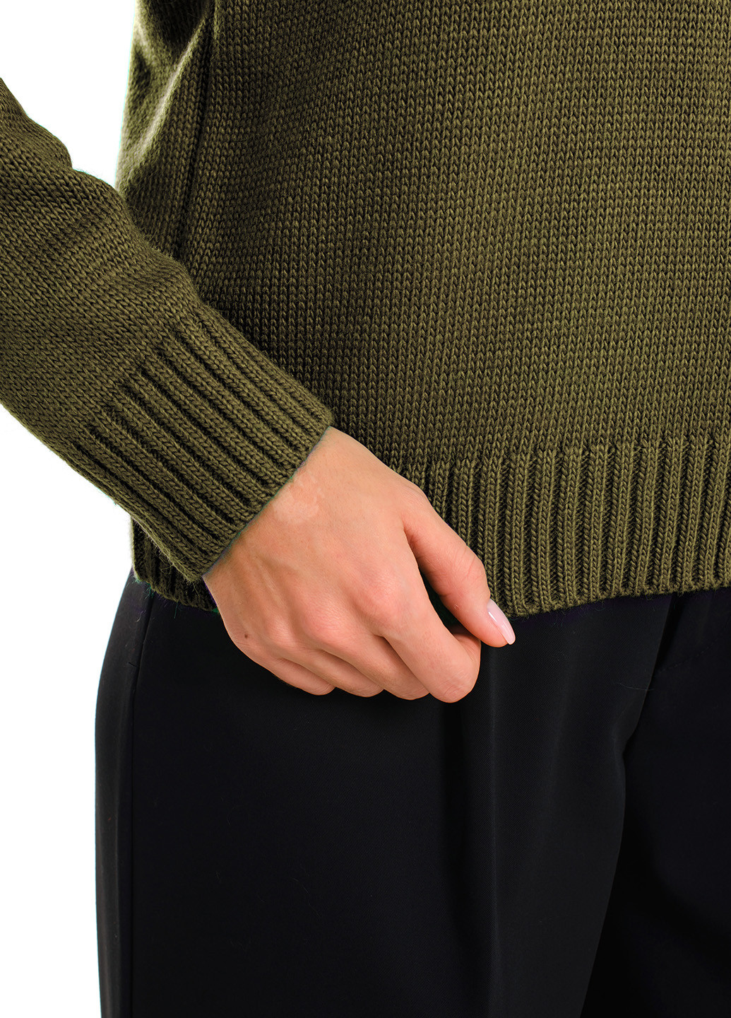 Оливковый (хаки) зимний классический женский свитер SVTR