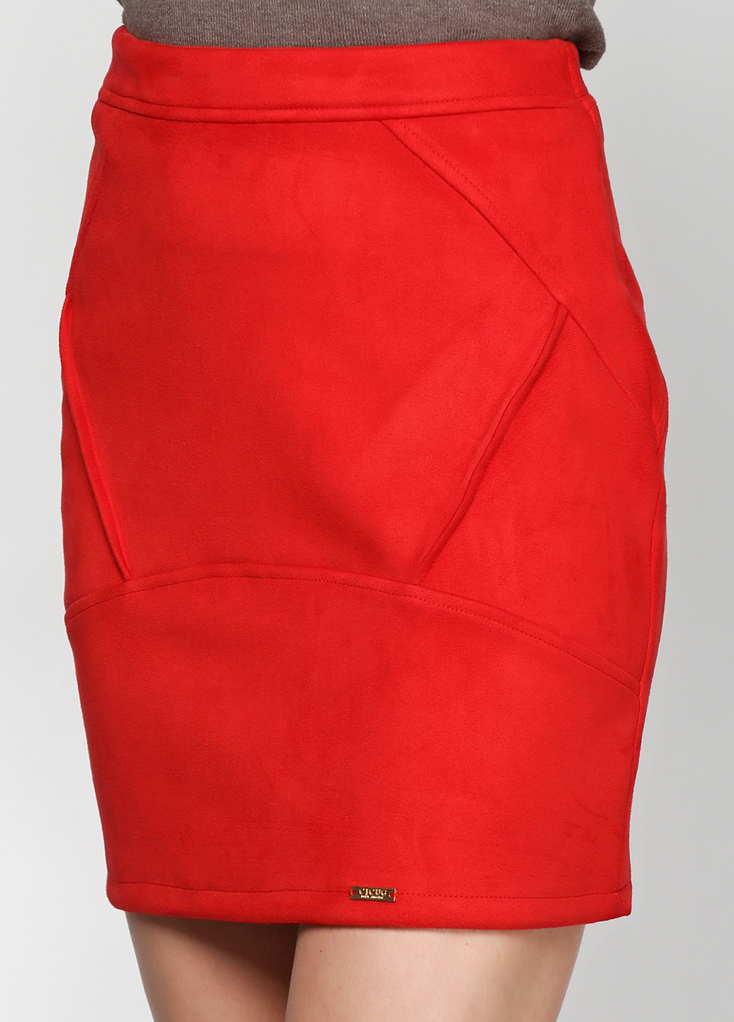 Красная офисная однотонная юбка Alvina мини
