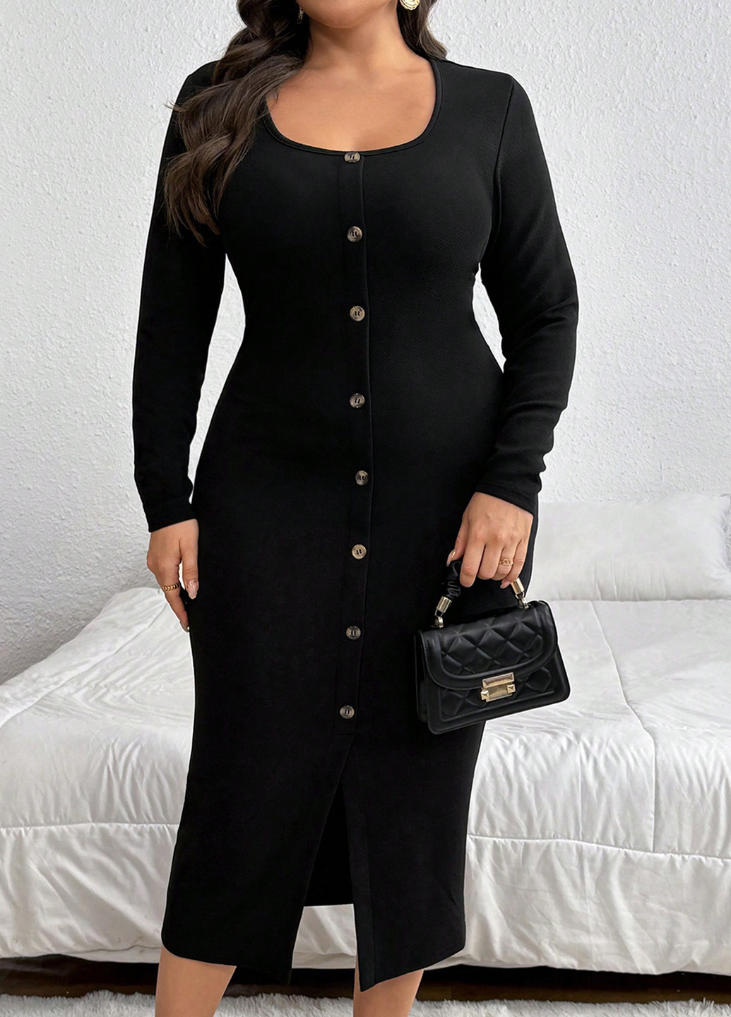 Чорна кежуал сукня силуетна SHEIN однотонна