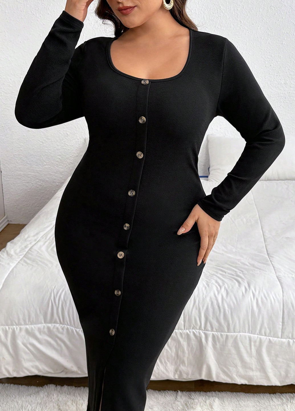 Чорна кежуал сукня силуетна SHEIN однотонна