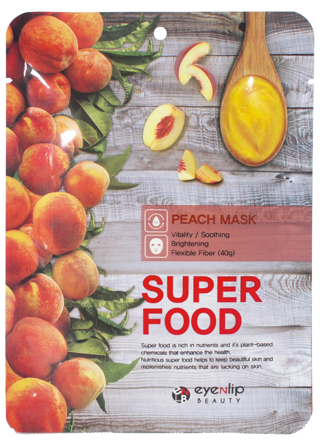 Тканинна маска з екстрактом персика Super Food Peach Mask (1 шт.) Eyenlip (202414259)