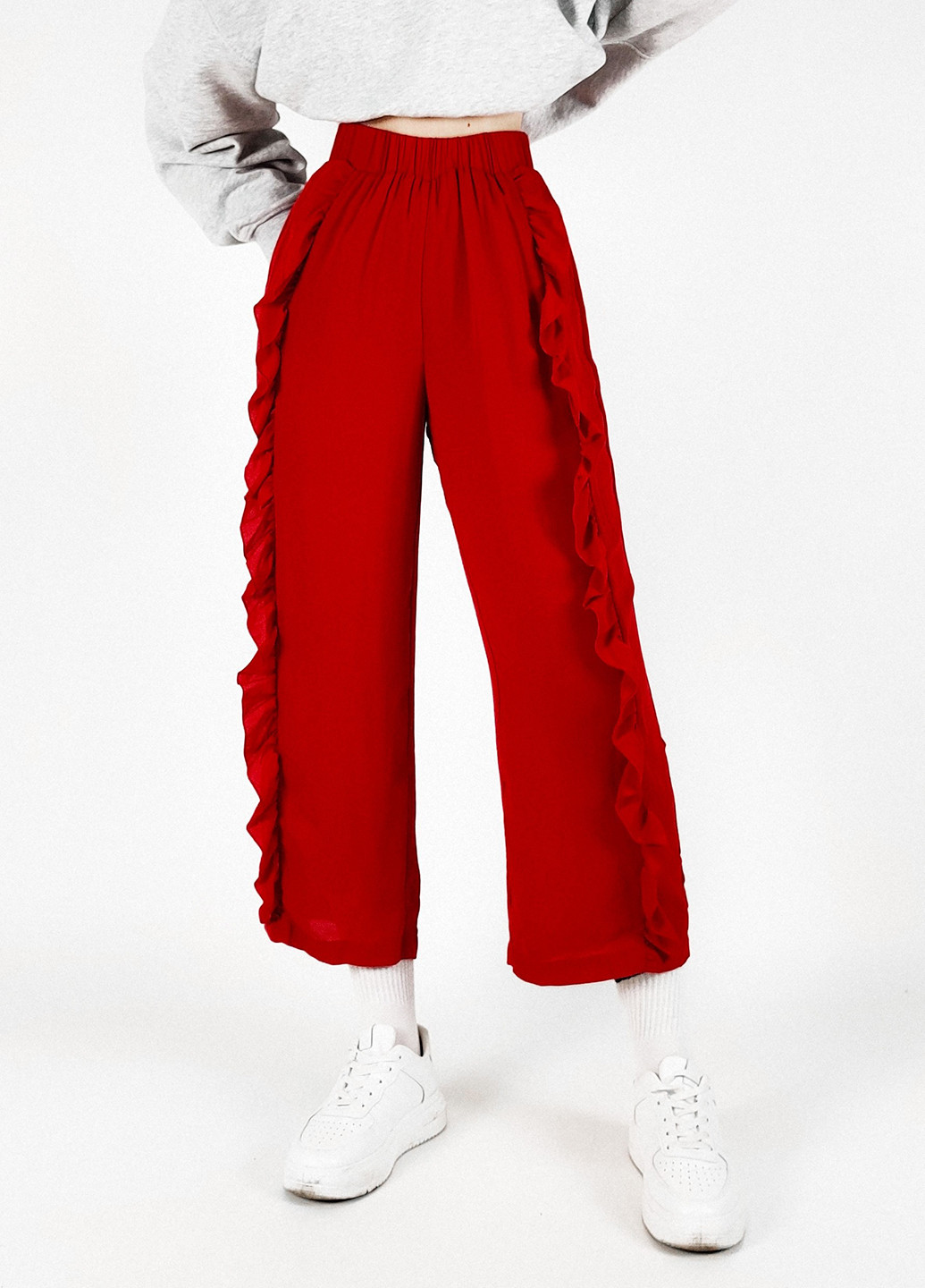 Красные кэжуал демисезонные кюлоты брюки H&M