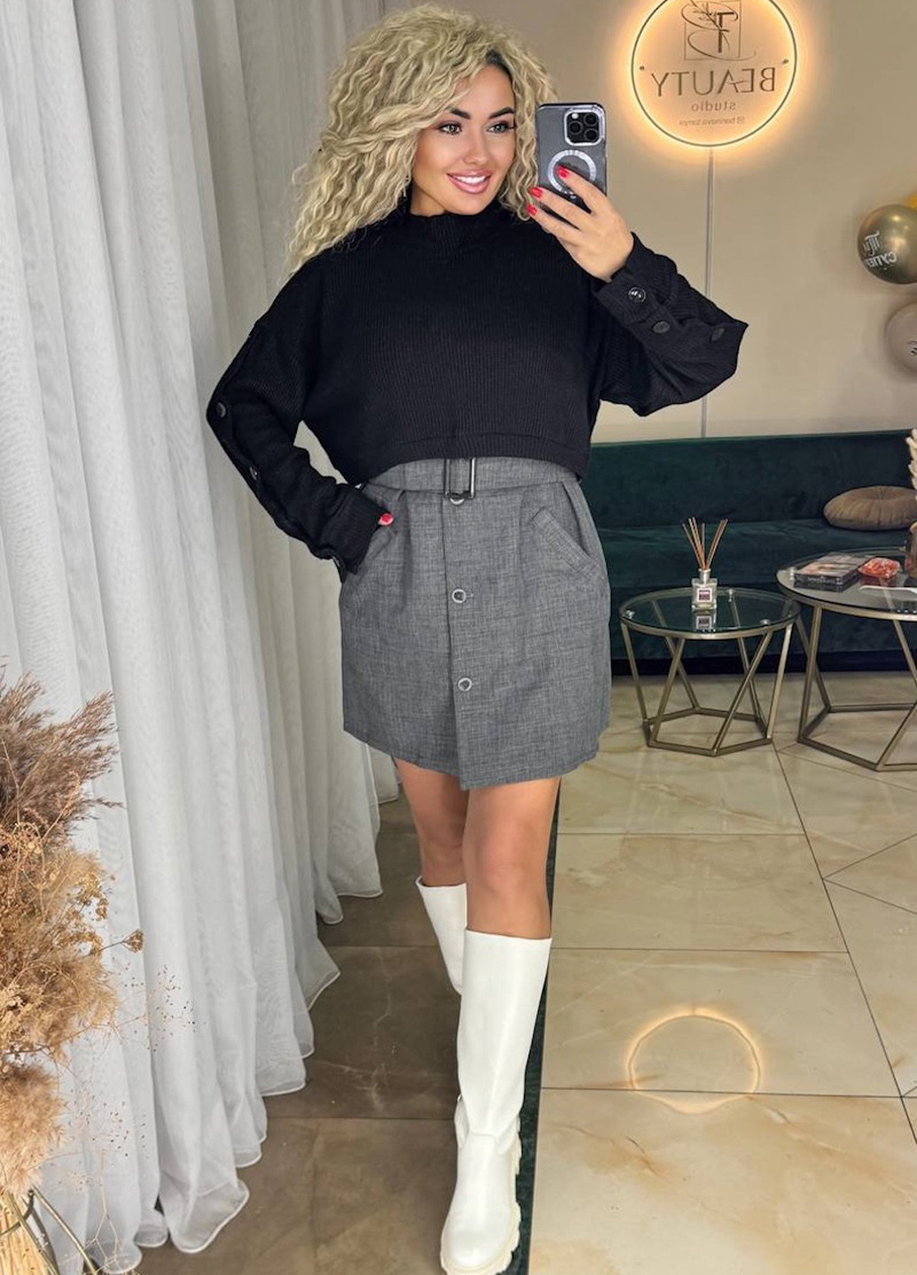 Комбінований демісезонний комплект (сарафан, светр) No Brand