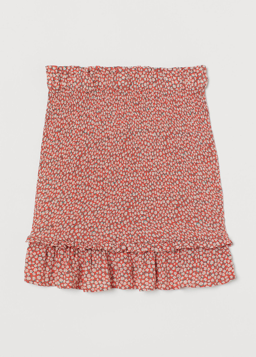 Красная кэжуал цветочной расцветки юбка H&M колокол