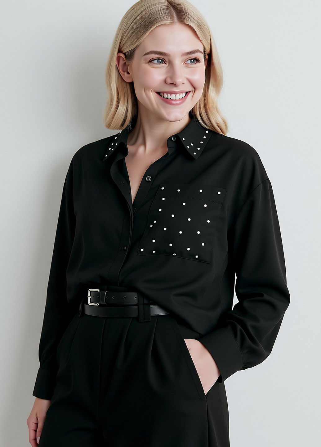 Черная классическая, кэжуал рубашка однотонная Reserved