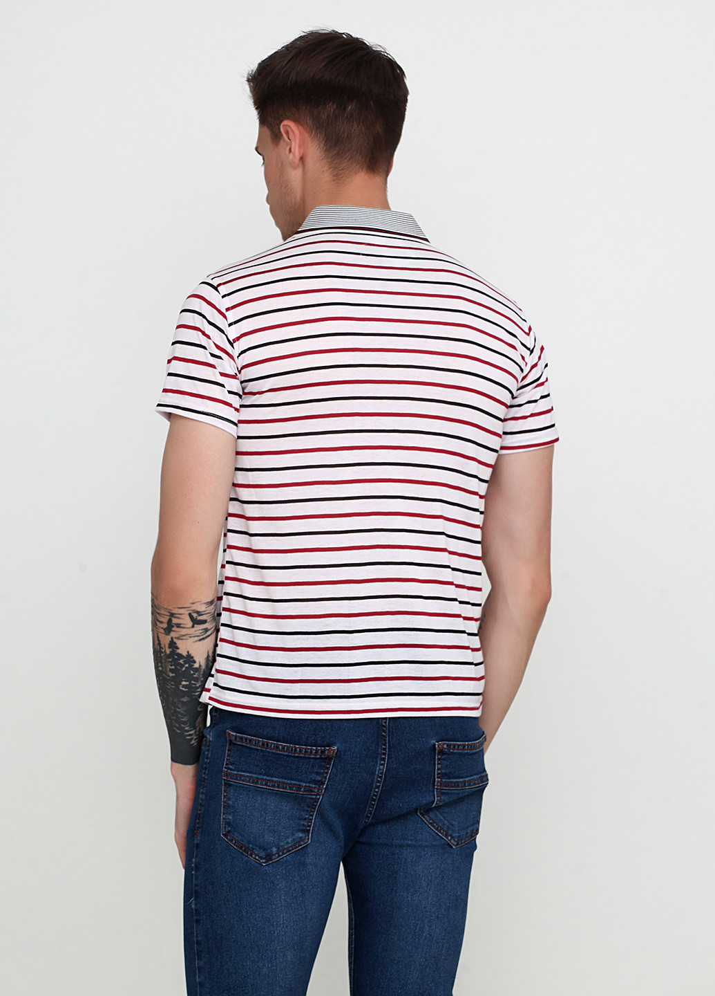 Бордовая футболка-поло для мужчин Mtns Fashion в полоску