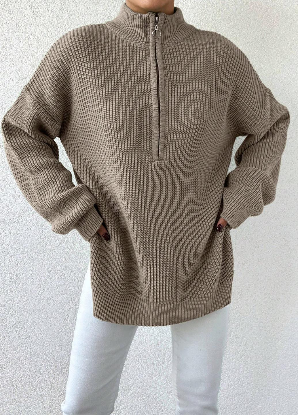 Темно-бежевый зимний свитер SHEIN