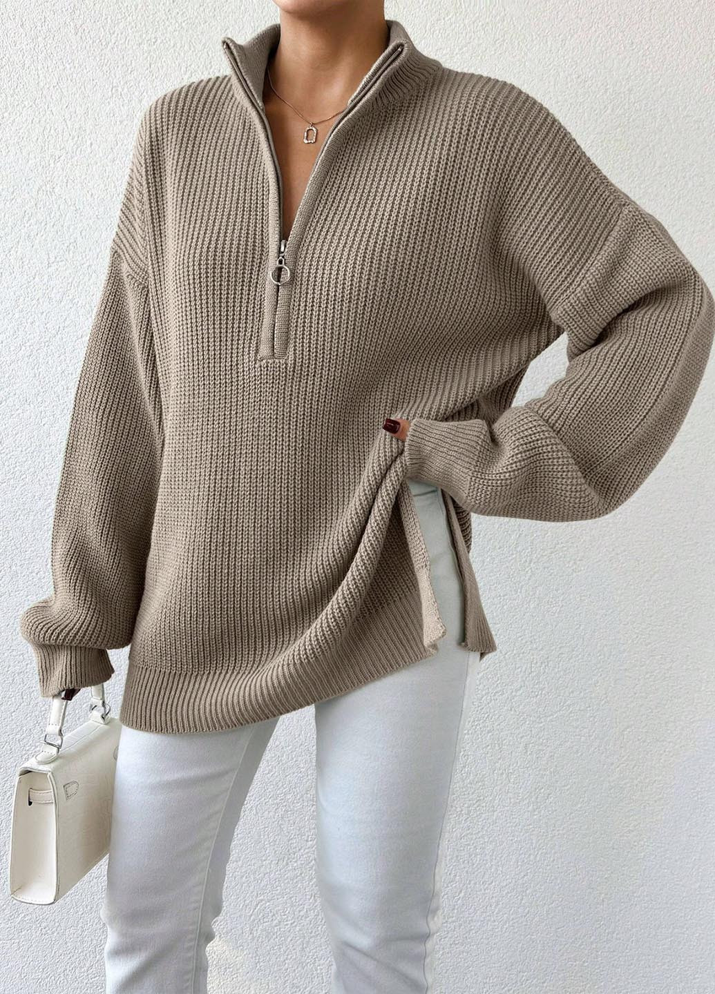 Темно-бежевый зимний свитер SHEIN