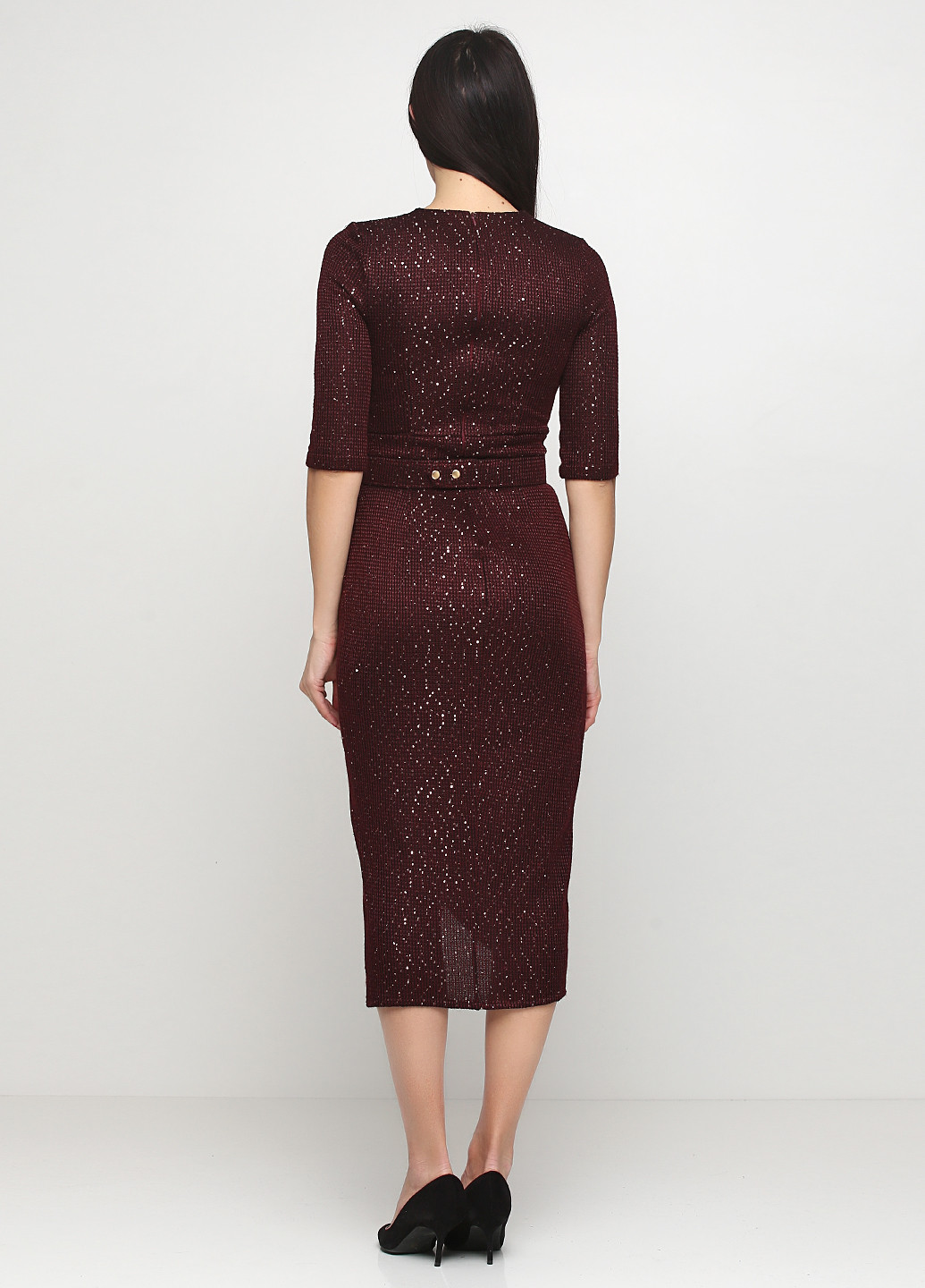 Бордовое коктейльное платье Ladyform однотонное