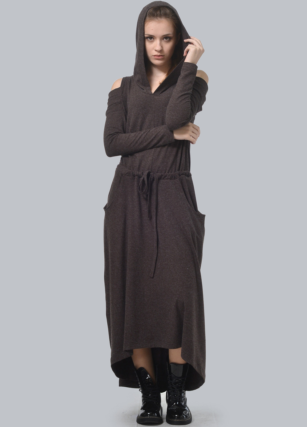 Темно-коричнева кежуал сукня, сукня кльош Agata Webers меланжева
