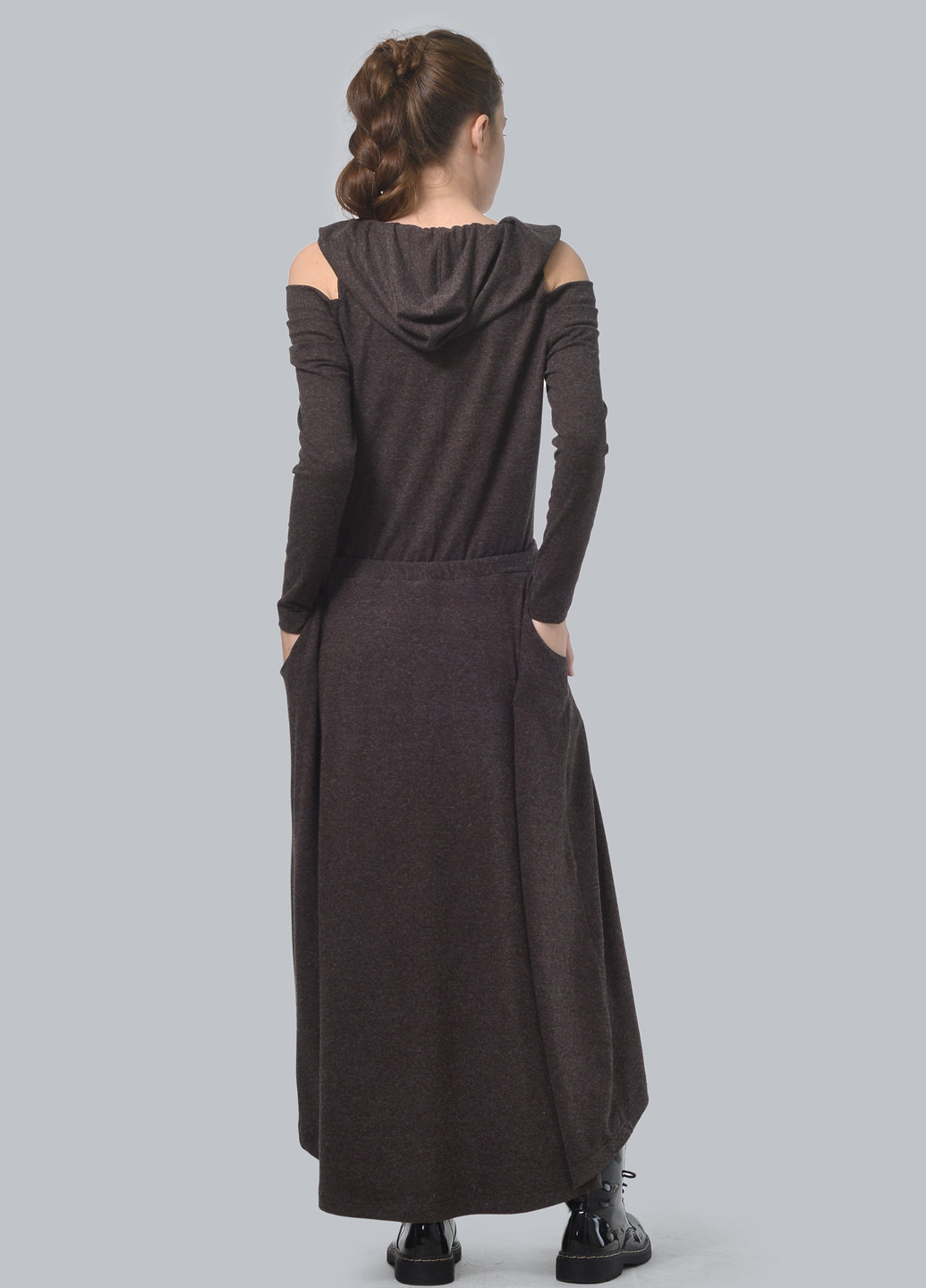 Темно-коричневое кэжуал платье клеш Agata Webers меланжевое