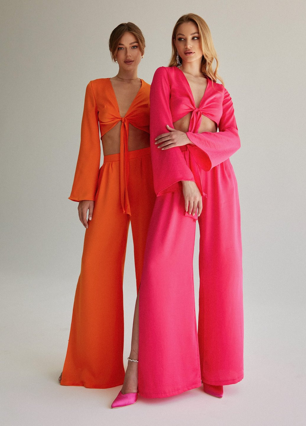 Фуксиновый летний комплект (блуза, брюки) Gepur