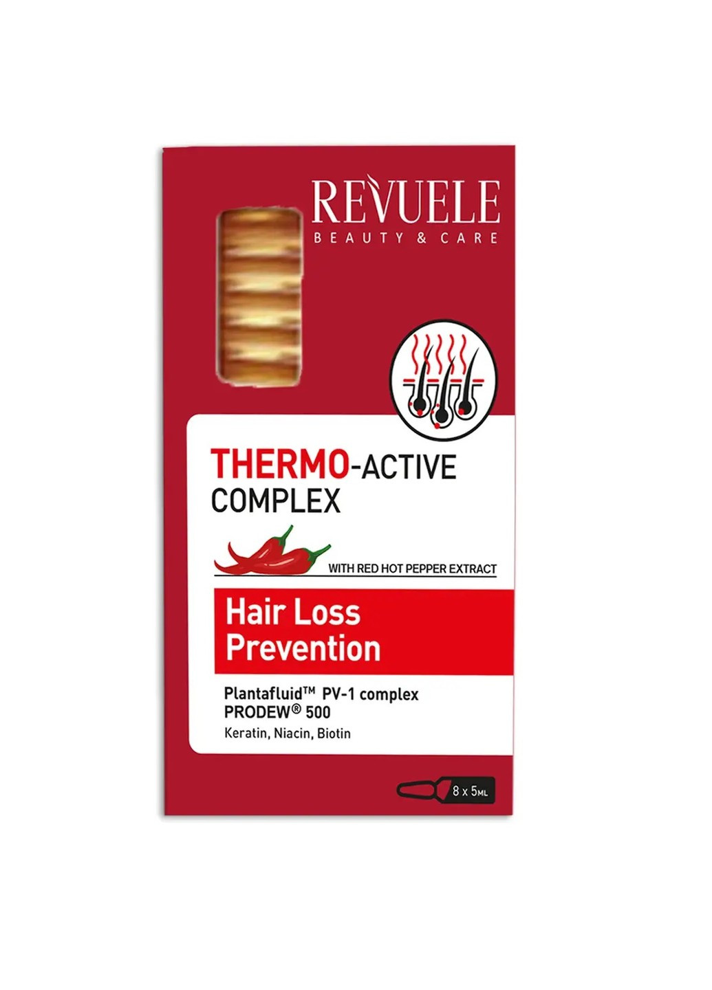 Термо активный комплекс для волос в ампулах Профилактика выпадения волос 8х5 мл REVUELE (253477502)