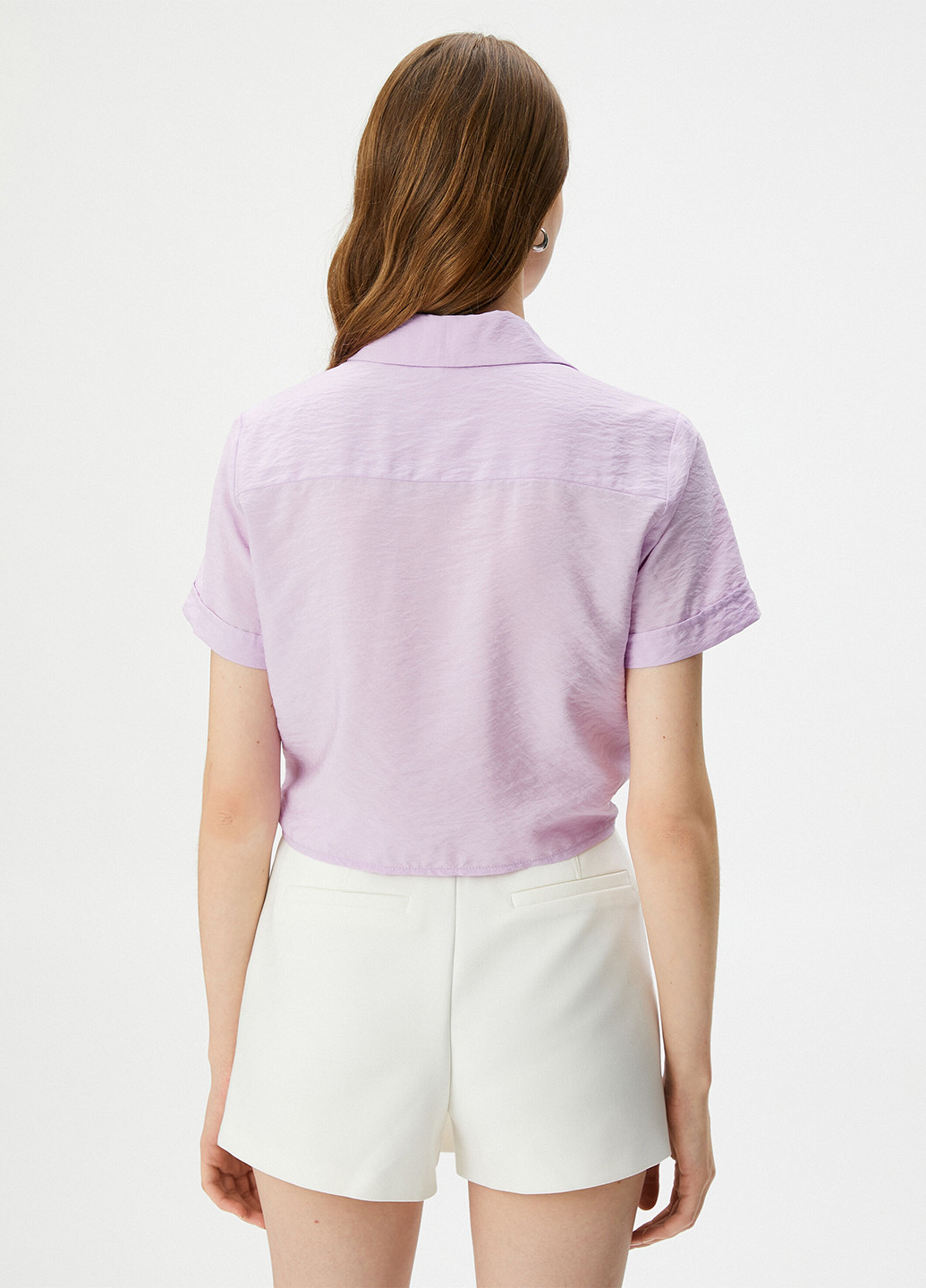 Светло-лиловая кэжуал рубашка однотонная KOTON