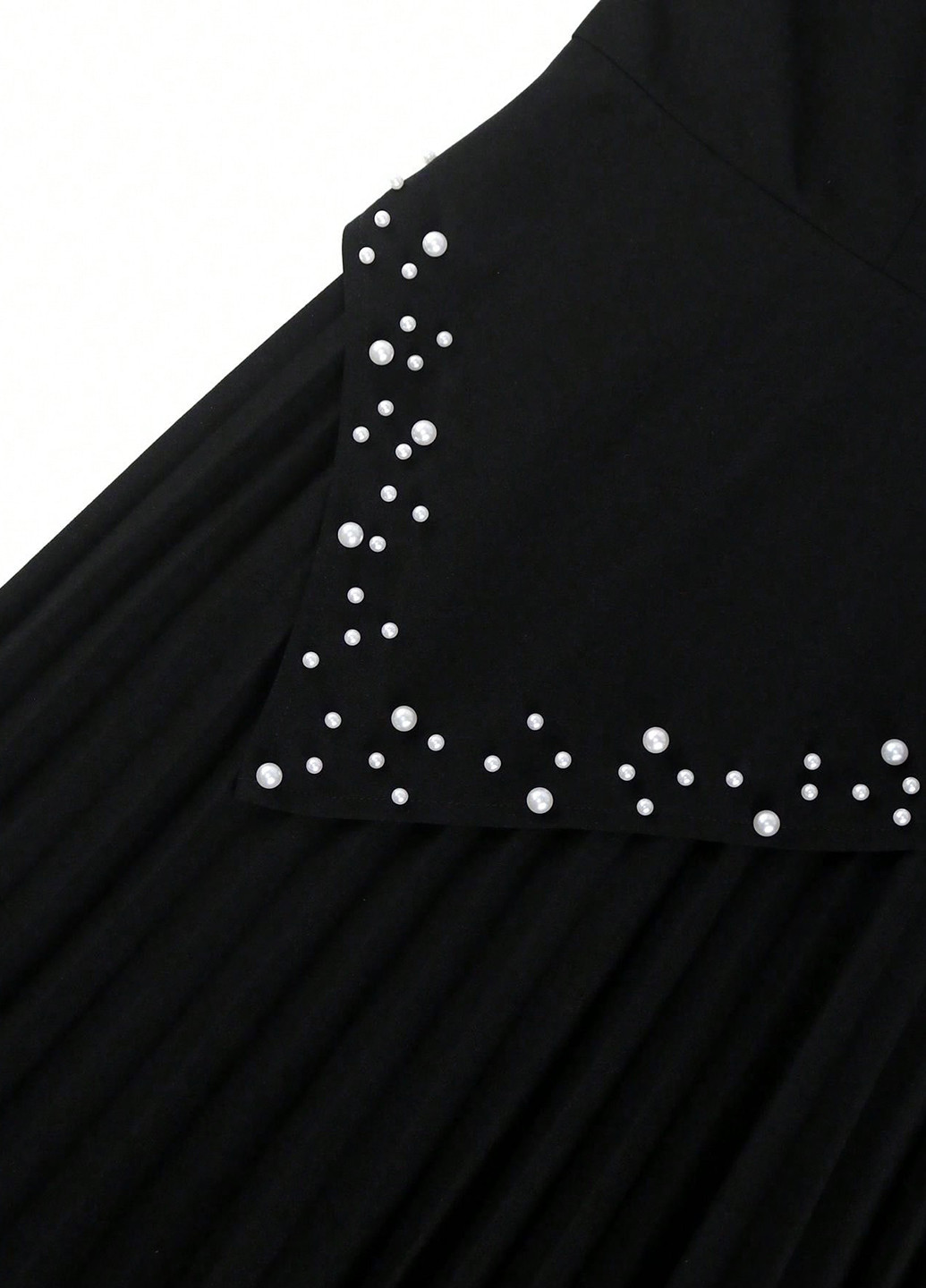 Черное праздничный, вечернее платье а-силуэт, плиссированное SHEIN однотонное