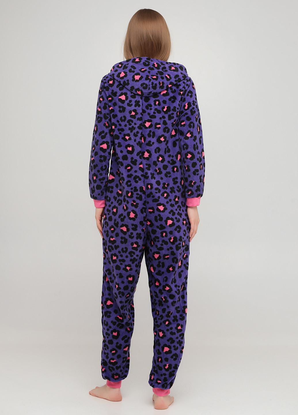 Комбинезон Studio комбинезон-брюки леопардовый тёмно-фиолетовый домашний полиэстер, флис