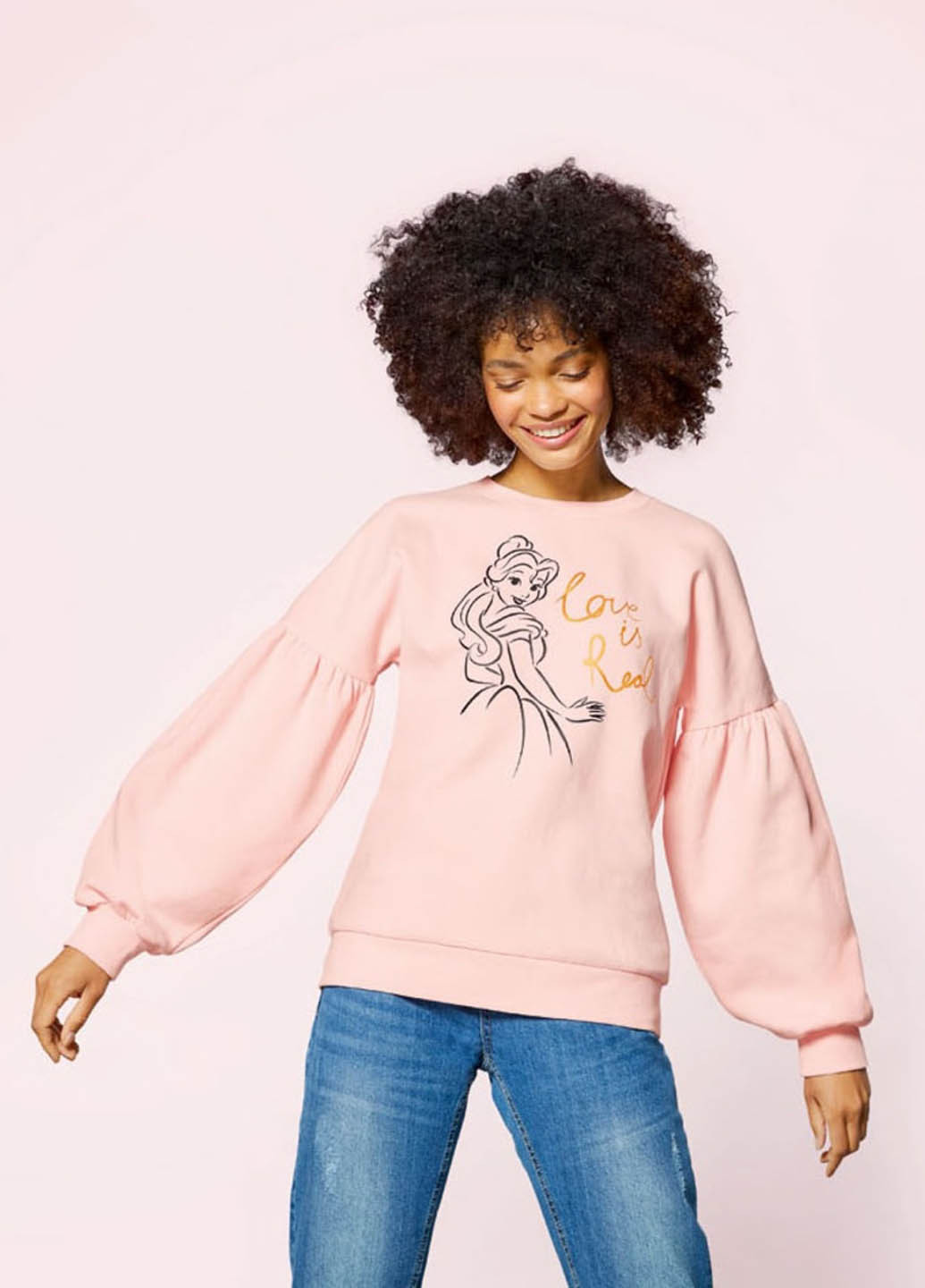 Светло-розовый свитшот Esmara рисунок без декора (363557799)