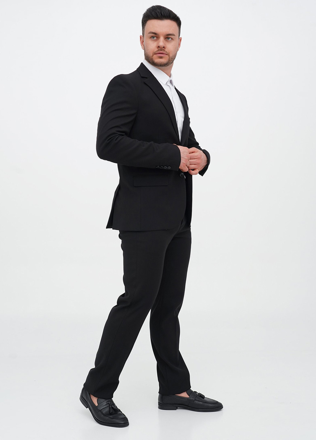 Чорний демісезонний костюм (піджак, штани) брючний Trend Collection