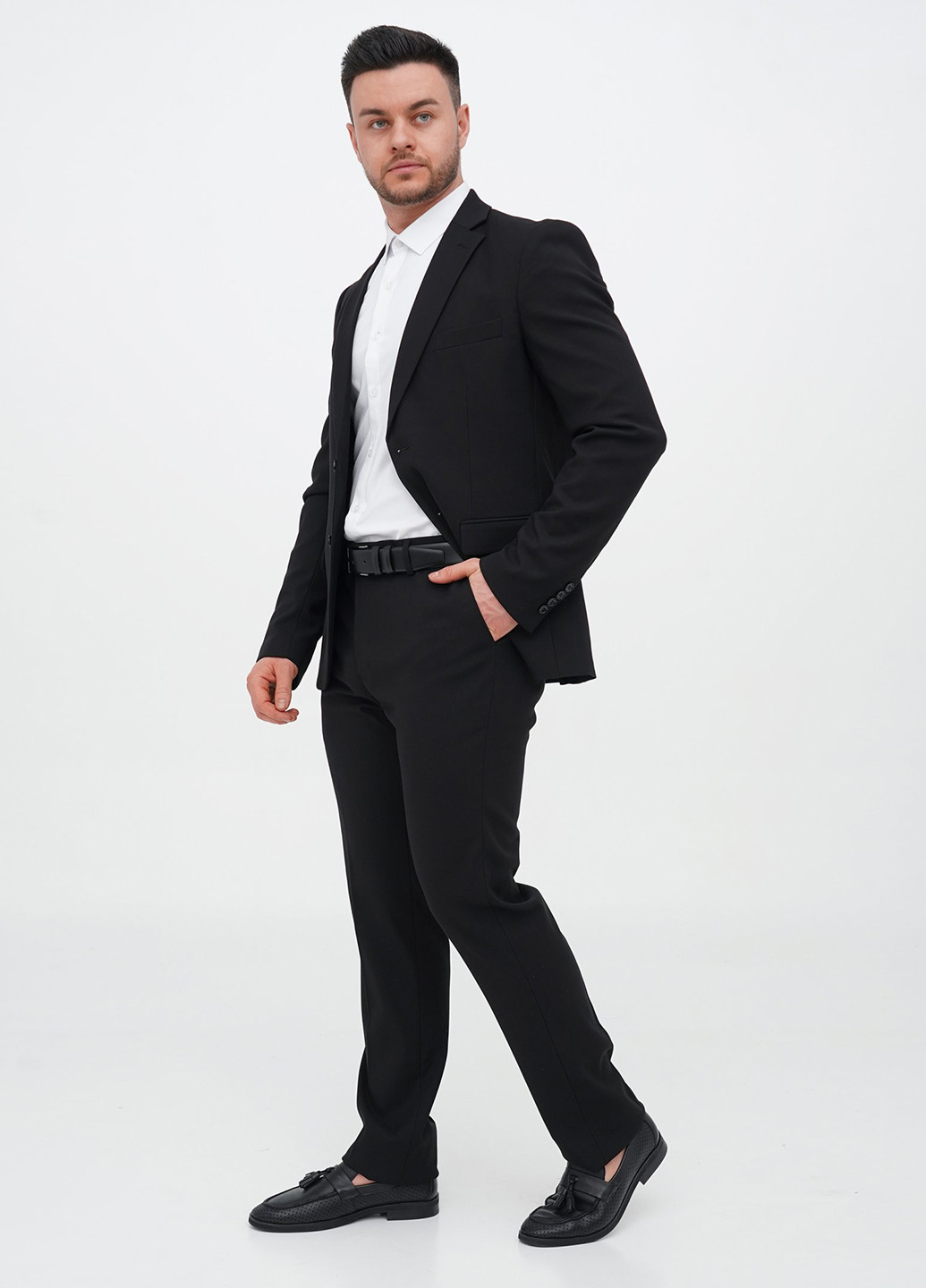 Чорний демісезонний костюм (піджак, штани) брючний Trend Collection